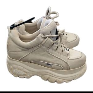 Buffalo London Light Gray Leather Platform Classic Chunky Retro Sneaker 41